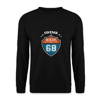 Vintage Made In 68 Sport 1968 Geburtstags Geschenk - Unisex Pullover - Schwarz - Vorne - Alina (178cm) & Michal (187cm)