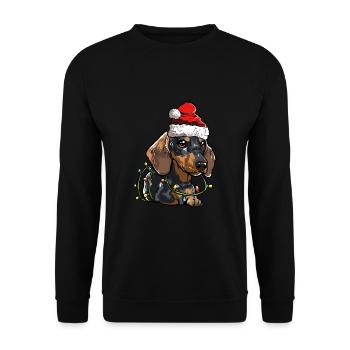 Dackel Weihnachten Hunde Geschenk - Unisex Pullover - Schwarz - Vorne - Alina (178cm) & Michal (187cm)