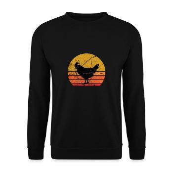Rétro soleil poules coq oiseau cadeau - Sweat-shirt Unisexe - noir - Devant - Alina (178cm) & Michal (187cm)