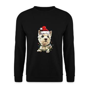 West Highland Terrier Weihnachten Hunde Geschenk - Unisex Pullover - Schwarz - Vorne - Alina (178cm) & Michal (187cm)