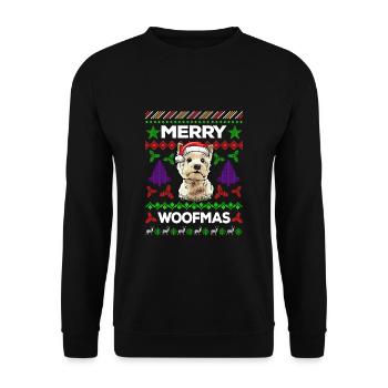 Merry Woofmas Ugly Sweater West Highland Terrier - Sweat-shirt Unisexe - noir - Devant - Alina (178cm) & Michal (187cm)
