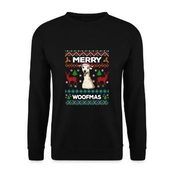 Merry Woofmas Ugly Sweater Whippet lévriers - Sweat-shirt Unisexe - noir - Devant - Alina (178cm) & Michal (187cm)