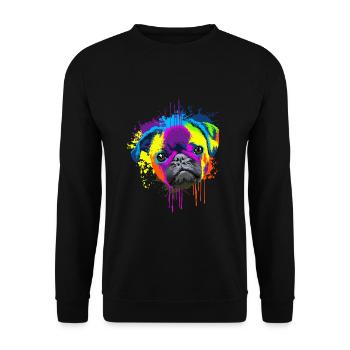 Splash Art Mops chien chien cadeau - Sweat-shirt Unisexe - noir - Devant - Alina (178cm) & Michal (187cm)