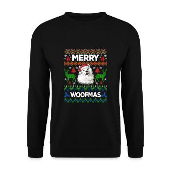Merry Woofmas Ugly Sweater Samojede - Sweat-shirt Unisexe - noir - Devant - Alina (178cm) & Michal (187cm)
