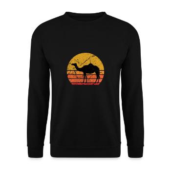 Rétro Soleil Chameau Dromadaire Cadeau - Sweat-shirt Unisexe - noir - Devant - Alina (178cm) & Michal (187cm)