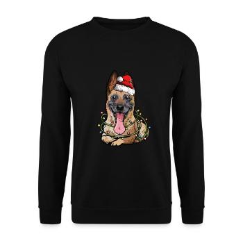Malinois Santa Christmas Tree Lights - Unisex Sweatshirt - black - Front - Alina (178cm) & Michal (187cm)