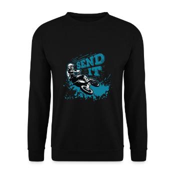 Send It! Motorcross Biker Dirt Bike Gift Idea - Unisex Sweatshirt - black - Front - Alina (178cm) & Michal (187cm)