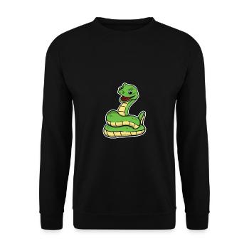 Süße Schlange Reptil Kobra Boa Tier Geschenk - Unisex Pullover - Schwarz - Vorne - Alina (178cm) & Michal (187cm)