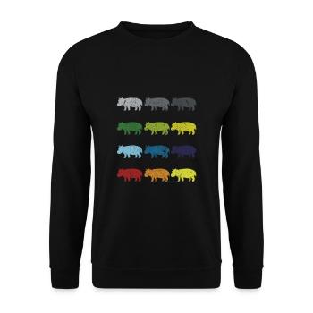 Néon Pop Art Rétro Hippopotame Cadeau - Sweat-shirt Unisexe - noir - Devant - Alina (178cm) & Michal (187cm)