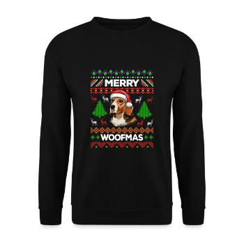 Merry Woofmas Ugly Sweater Beagle Chien - Sweat-shirt Unisexe - noir - Devant - Alina (178cm) & Michal (187cm)