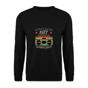 Vintage 1977 Anniversaire Radio Authentic Quality - Sweat-shirt Unisexe - noir - Devant - Alina (178cm) & Michal (187cm)