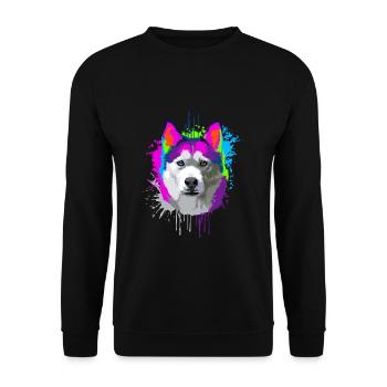 Splash Art Siberian Husky propriétaire de chien cadeau - Sweat-shirt Unisexe - noir - Devant - Alina (178cm) & Michal (187cm)