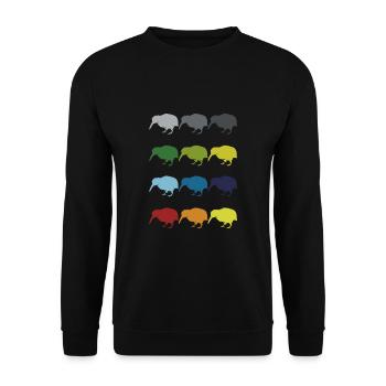 Neon Pop Art Retro Kiwi oiseau de course Idée cadeau - Sweat-shirt Unisexe - noir - Devant - Alina (178cm) & Michal (187cm)