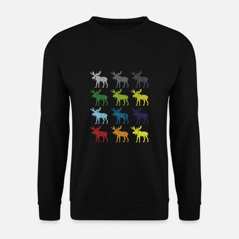 Neon Pop Art Retro Elch Wildtier Geschenk - Unisex Pullover - Schwarz