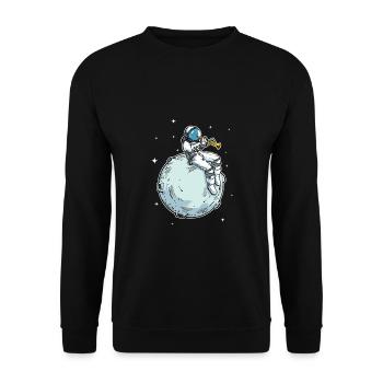 Astronaut Playing Clarinet Music Clarinet Lover - Unisex Sweatshirt - black - Front - Alina (178cm) & Michal (187cm)