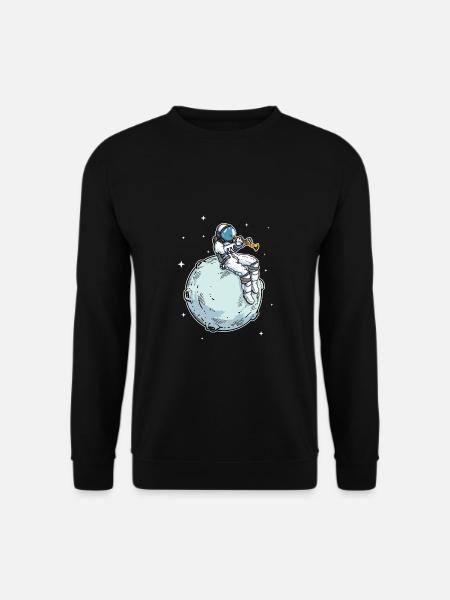 Astronaut Spielt Klarinette Musik Klarinette - Unisex Pullover - Schwarz