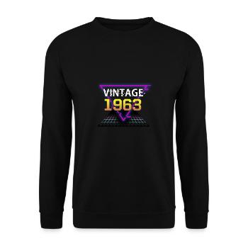 Vintage 1963 Retrowave anniversaire cadeau - Sweat-shirt Unisexe - noir - Devant - Alina (178cm) & Michal (187cm)