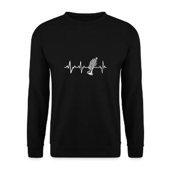 Trompete Herzschlag Trompeter Geschenk - Unisex Pullover - Schwarz - Vorne - Alina (178cm) & Michal (187cm)