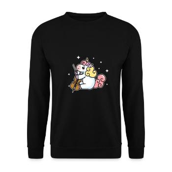 Cute Unicorn Playing Cello Cello Lover Gift - Unisex Sweatshirt - black - Front - Alina (178cm) & Michal (187cm)