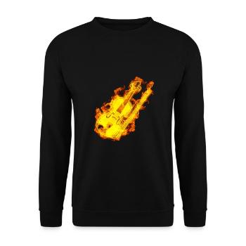Violin On Fire Music Violin Lover Gift Idea - Unisex Sweatshirt - black - Front - Alina (178cm) & Michal (187cm)