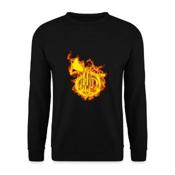 Waldhorn In Flammen Musik Horn Liebhaber Geschenk - Unisex Pullover - Schwarz - Vorne - Alina (178cm) & Michal (187cm)