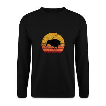 Rétro Soleil Kiwi oiseau de course Cadeau - Sweat-shirt Unisexe - noir - Devant - Alina (178cm) & Michal (187cm)