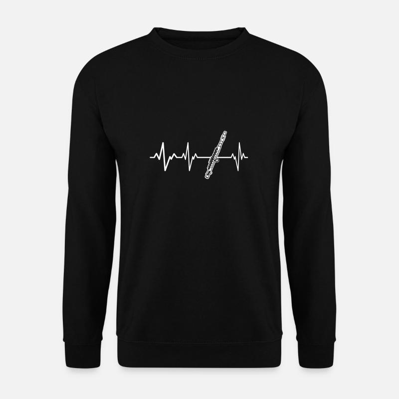 Flöte Herzschlag Klassisch Flötist Geschenk - Unisex Pullover - Schwarz