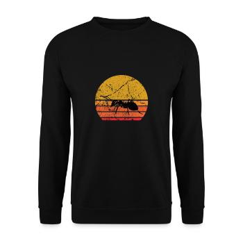 Retro Sonne Ameise Insekt Geschenk - Unisex Pullover - Schwarz - Vorne - Alina (178cm) & Michal (187cm)