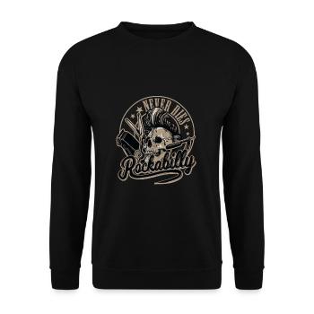 Rockabilly Never Dies Barber Skull Rocker - Unisex Sweatshirt - black - Front - Alina (178cm) & Michal (187cm)