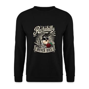 Rock n Roll Rockabilly Hund Schnauzer Friseur - Unisex Pullover - Schwarz - Vorne - Alina (178cm) & Michal (187cm)