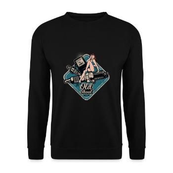 Rockabilly Old School Pin Up Girl Repair Shop - Unisex Sweatshirt - black - Front - Alina (178cm) & Michal (187cm)