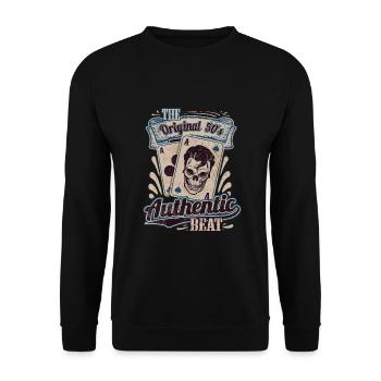 Rock Music Poker Ace Cards Rockabilly Skull - Unisex Sweatshirt - black - Front - Alina (178cm) & Michal (187cm)