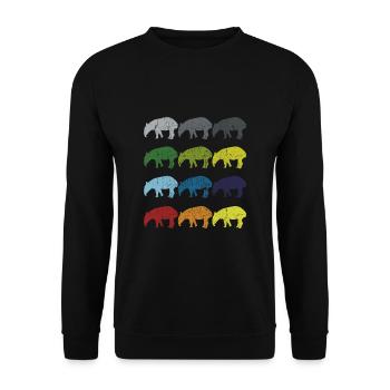 Neon Pop Art Retro Tapir Tier Geschenk - Unisex Pullover - Schwarz - Vorne - Alina (178cm) & Michal (187cm)