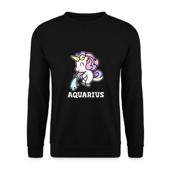 Wassermann Sternzeichen Einhorn Kostüm - Unisex Pullover - Schwarz - Vorne - Alina (178cm) & Michal (187cm)
