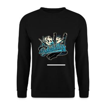 Rock Rockabilly Friseur Schere Kamm Barber - Unisex Pullover - Schwarz - Vorne - Alina (178cm) & Michal (187cm)