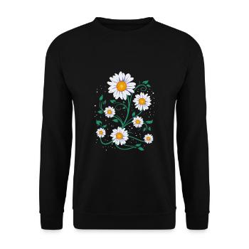 Gänseblümchen Sommer Margerite Frühling Blumen - Unisex Pullover - Schwarz - Vorne - Alina (178cm) & Michal (187cm)