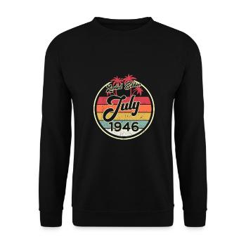 Vintage Juli 1946 Fun 75. Geburtstags Geschenk - Unisex Pullover - Schwarz - Vorne - Alina (178cm) & Michal (187cm)
