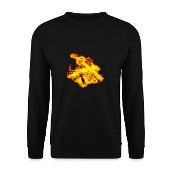 Fire Forging Hammer Blacksmith - Unisex Sweatshirt - black - Front - Alina (178cm) & Michal (187cm)