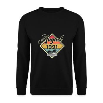 Vintage August 1991 30 Jahre Alt 30. Geburtstag - Unisex Pullover - Schwarz - Vorne - Alina (178cm) & Michal (187cm)