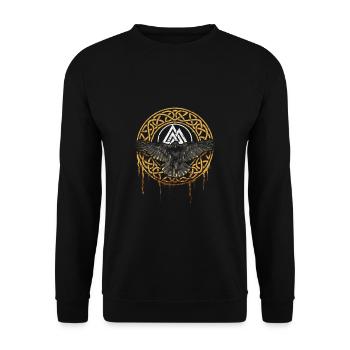 Valhalla Norse Mythology Raven Black Crow Viking - Unisex Sweatshirt - black - Front - Alina (178cm) & Michal (187cm)