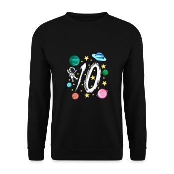 10th Birthday Spaceman 10 Years Old Astronaut Gift - Unisex Sweatshirt - black - Front - Alina (178cm) & Michal (187cm)
