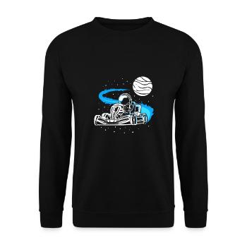 Astronaut Go Cart Funny Go Kart Racer - Unisex Sweatshirt - black - Front - Alina (178cm) & Michal (187cm)