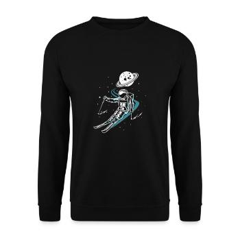 Astronaut In Space With Ski Funny Skiing - Unisex Sweatshirt - black - Front - Alina (178cm) & Michal (187cm)