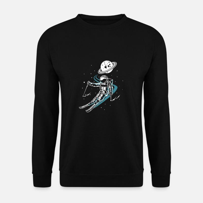 Astronaut In Space With Ski Funny Skiing - Unisex Sweatshirt - black