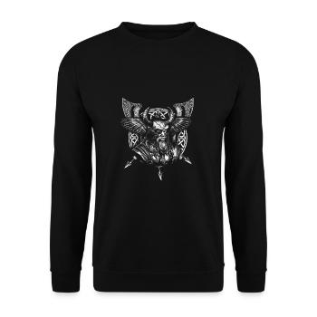 Norse Mythology Valhalla Viking Raven Odin - Unisex Sweatshirt - black - Front - Alina (178cm) & Michal (187cm)