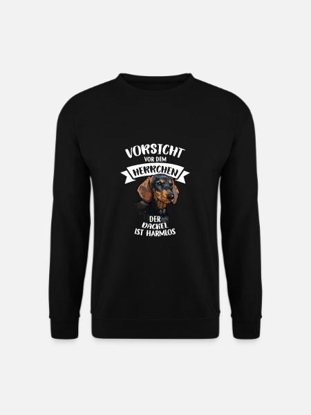Vorsicht Vor Dem Herrchen Dackel Ist Harmlos - Unisex Pullover - Schwarz