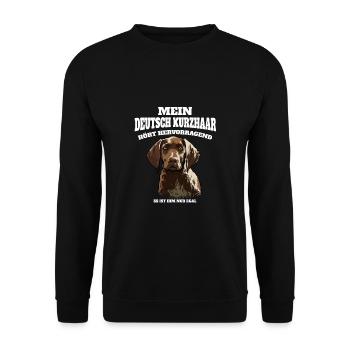 Deutsch Kurzhaar Hört Hervorragend Ist Ihm Nur - Unisex Pullover - Schwarz - Vorne - Alina (178cm) & Michal (187cm)