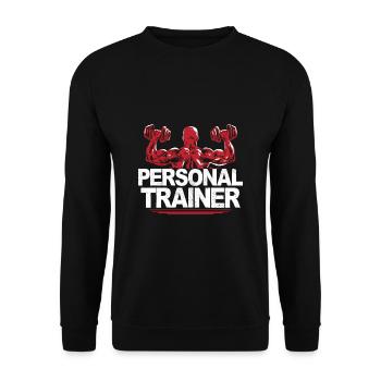 Workout Kurzhantel Fitness Coach Personal Trainer - Unisex Pullover - Schwarz - Vorne - Alina (178cm) & Michal (187cm)