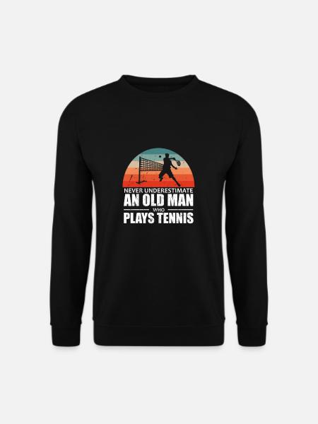 Unterschätze Niemals Einen Alten Mann Tennis - Unisex Pullover - Schwarz