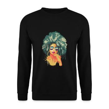 Vintage Retro Art 70's African American Black Afro - Unisex Sweatshirt - black - Front - Alina (178cm) & Michal (187cm)